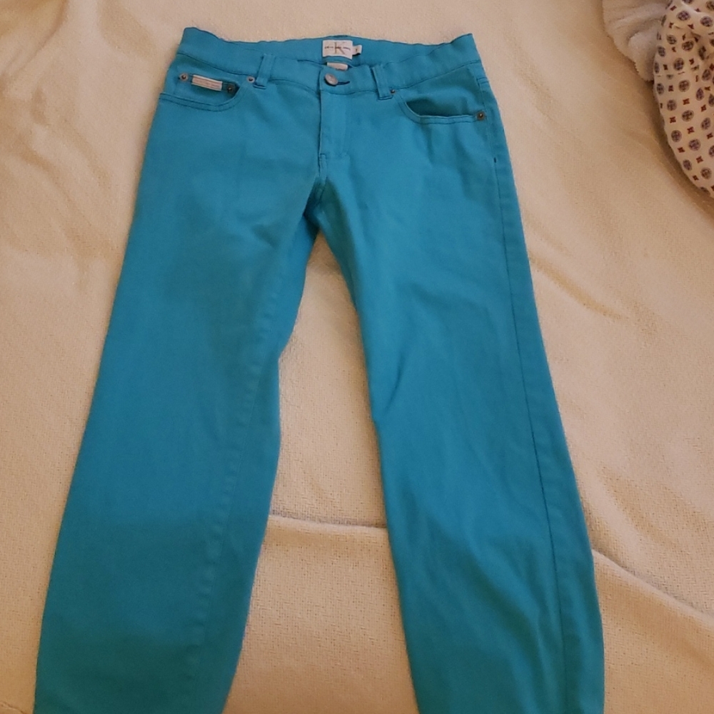 Bright blue capris